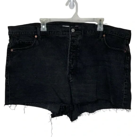 Old Navy Size 24 Shorts Black HIGH RISE SKY HI A-LINE CUT OFF Button Fly NWT - Picture 6 of 7
